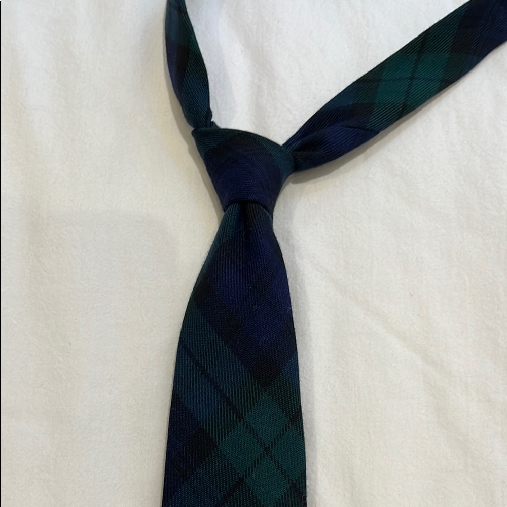 Vintage Plaid Tie in Green and Blue